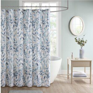 Madison Park Leisha Botanical Printed Shower Curtain Blue: Madison : Microfiber,